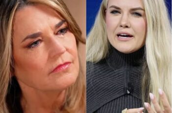 Savannah Guthrie Faces Onstage Insult — And Her Response Silences an Entire Auditorium Erika Kirk delivered the sarcastic remark with a cold, defiant stare that silenced the entire auditorium. “Sit down, you 63-year-old broadcaster,” she said, her tone sharp and dismissive.